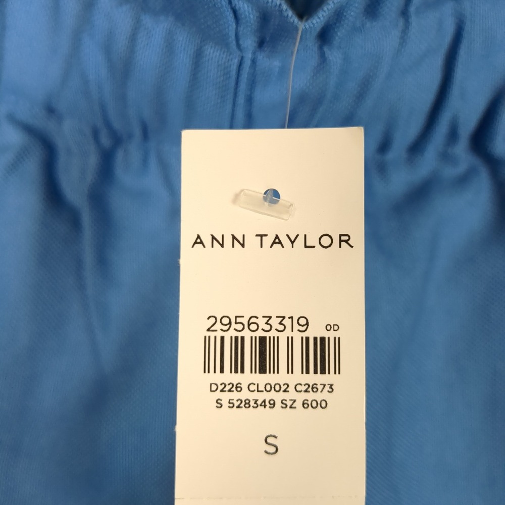 Ann Taylor Blue High Rise Tapered Ankle Pants Elastic Paperbag Waist Small NEW - Picture 11 of 16